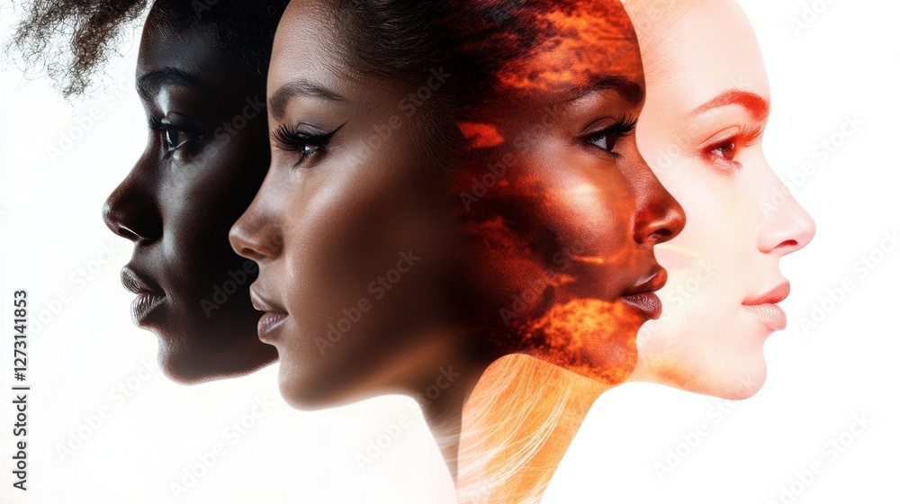Profiles of diverse women in artistic overlay of natural elements International Women of Color Day Profiles of diverse women in artistic overlay of natural elements International Women of Color Day