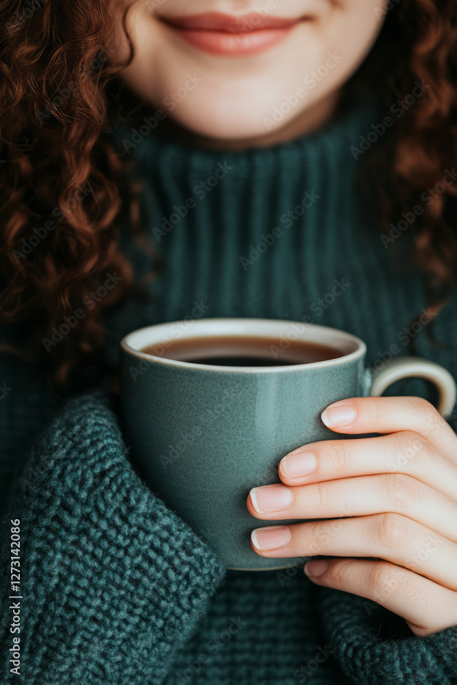 custom made wallpaper toronto digitalProfessional yet uplifting shot of a person happily sipping a cup of tea or coffee, emphasizing the