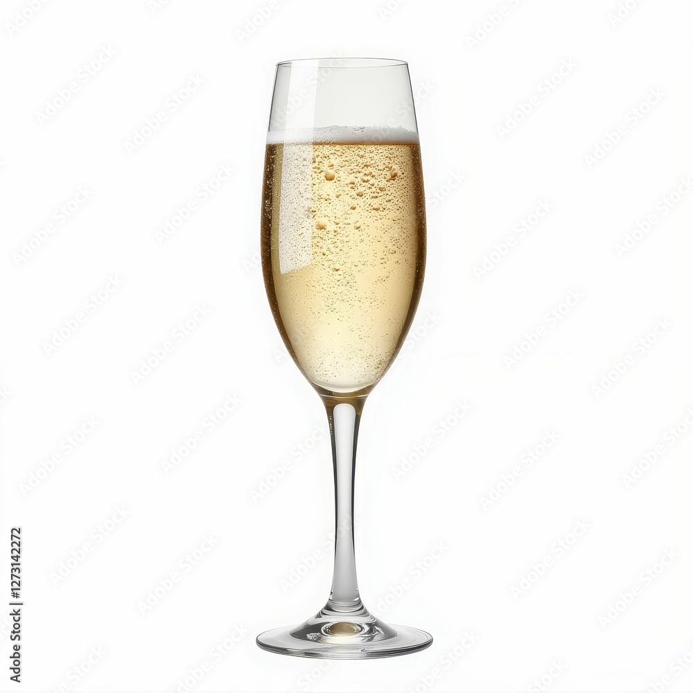 Sparkling Celebration Champagne Flute Glass Filled with Bubbly Golden Liquid for Festive Occasion Sparkling Celebration Champagne Flute Glass Filled with Bubbly Golden Liquid for Festive Occasion