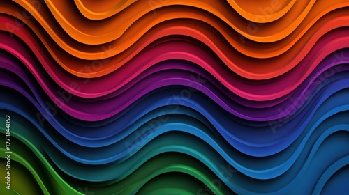 A vibrant abstract design featuring colorful, flowing lines in shades of orange, pink, and blue, Ideal for use in modern art presentations, tech branding, or as a background in digital projects, photo