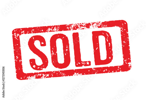 Red sold stamp eps vector icon on white background.