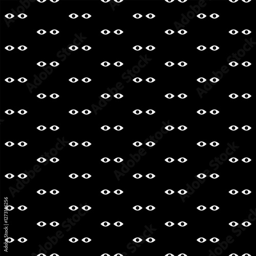 Eyes in darkness seamless pattern. Black and white horror eyes pattern