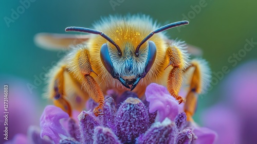 Beautiful colorful summer spring natural flower background. Bees working on a bright sunny day with beautiful bokeh	