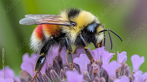 Beautiful colorful summer spring natural flower background. Bees working on a bright sunny day with beautiful bokeh	