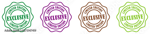 Exclusive limited edition insignia collection on white background. Limited edition exclusive stamp badge design for premium product labeling. Exclusive deal sticker badge. Vector illustration 