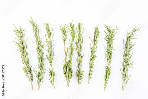 Dried spice rosemary on white background