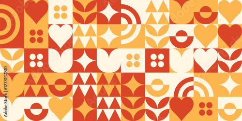 Seamless Geometric Mosaic Pattern with Abstract Shapes – Minimalist Vector Background Illustration

