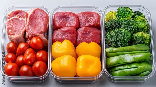 A conveniently packaged container of nutritional meal prep food ready for quick and easy home cooking