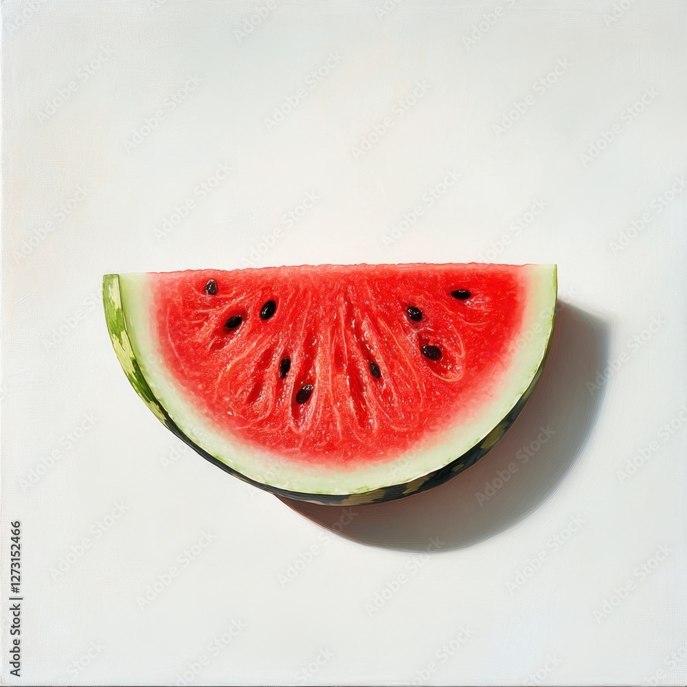 Fresh Watermelon Slice on White Background Ideal for Summer Themes Fresh Watermelon Slice on White Background Ideal for Summer Themes