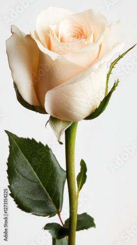 Elegant white rose for romantic floral design and wedding decor. National Peace Rose Day