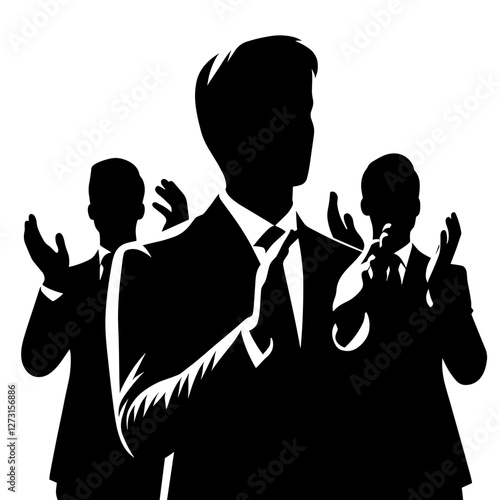 Silhouette of businessmen applauding