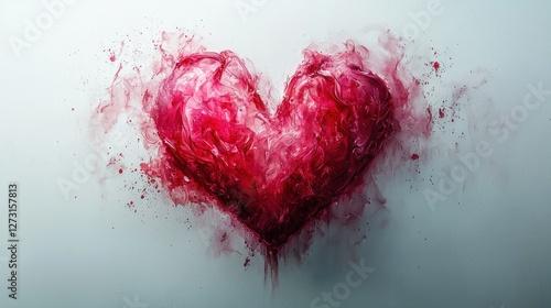 Abstract heart shape, red smoke,  soft light background, artistic Valentine's Day concept photo