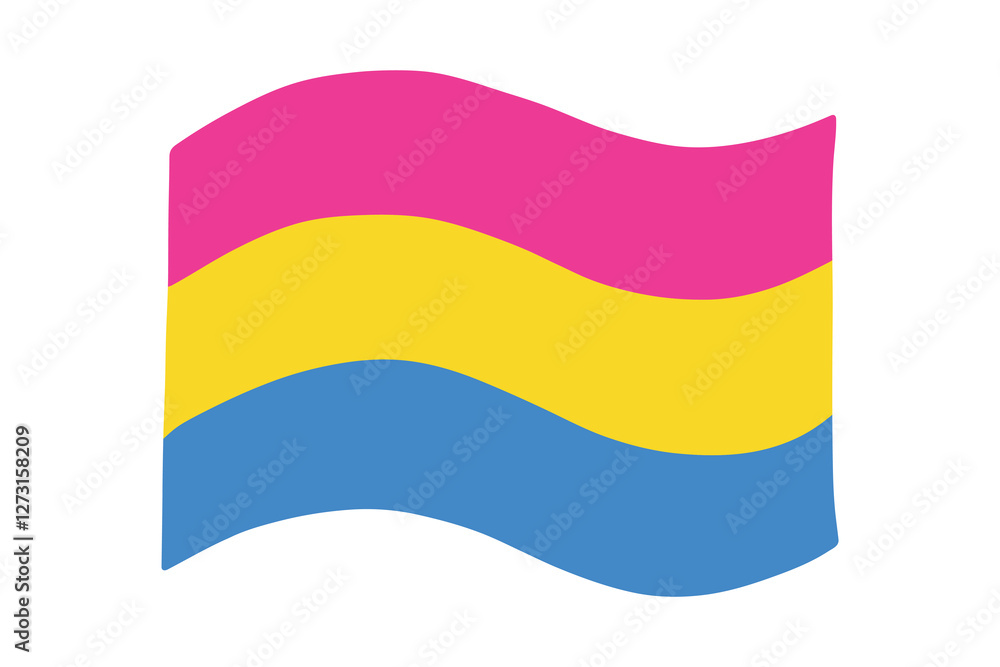 Obraz premium Colorful Pansexual pride flag Happy pride day LGBTQ community Pride Month Vector hand drawn doodle for posters, stickers, logo, cards
