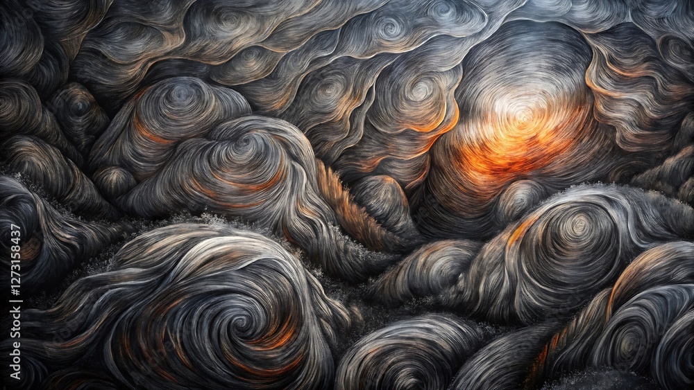Abstract swirling cloudscape with fiery core Abstract swirling cloudscape with fiery core