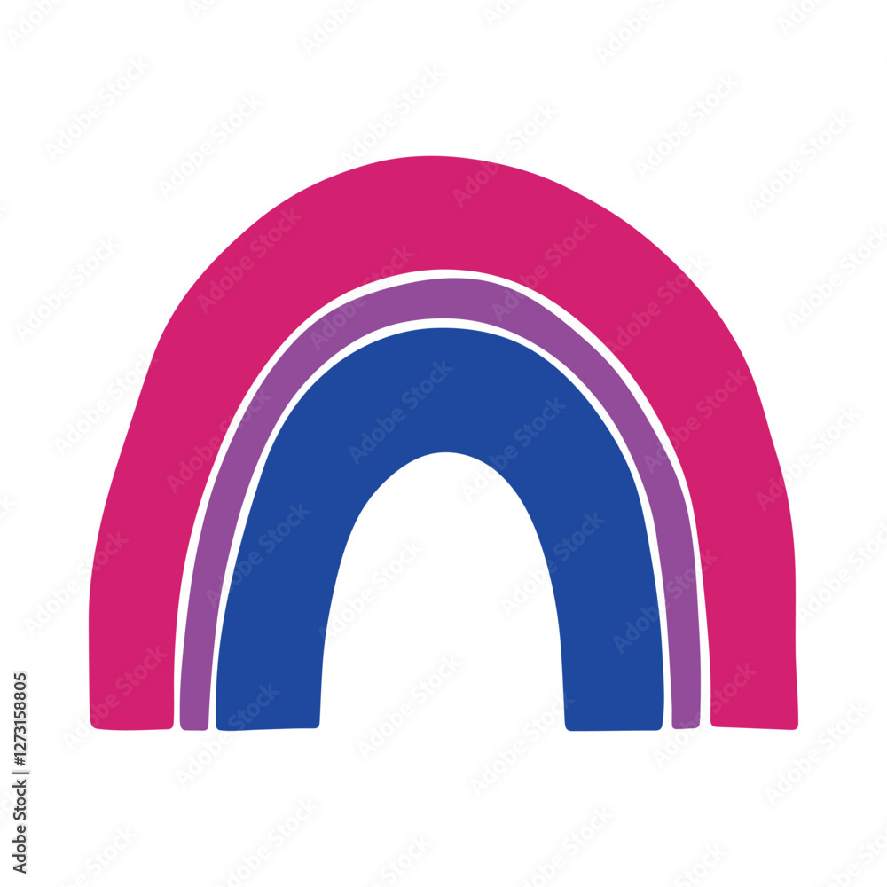 Colorful rainbow shape Bisexual pride flag Happy pride day LGBTQ community Pride Month Vector hand drawn doodle for posters, stickers, logo, cards Colorful rainbow shape Bisexual pride flag Happy pride day LGBTQ community Pride Month Vector hand drawn doodle for posters, stickers, logo, cards