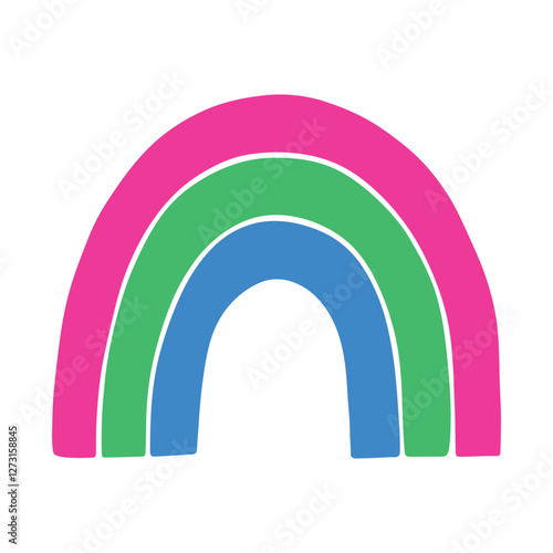 Colorful rainbow shape Polysexual pride flag Happy pride day LGBTQ community Pride Month Vector hand drawn doodle for posters, stickers, logo, cards