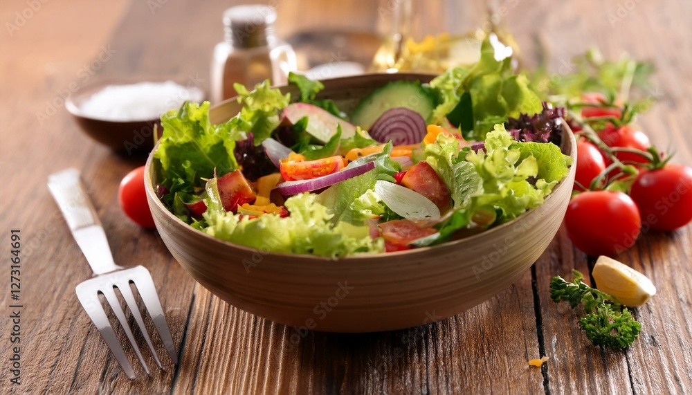 Salad in bowl on table Salad in bowl on table