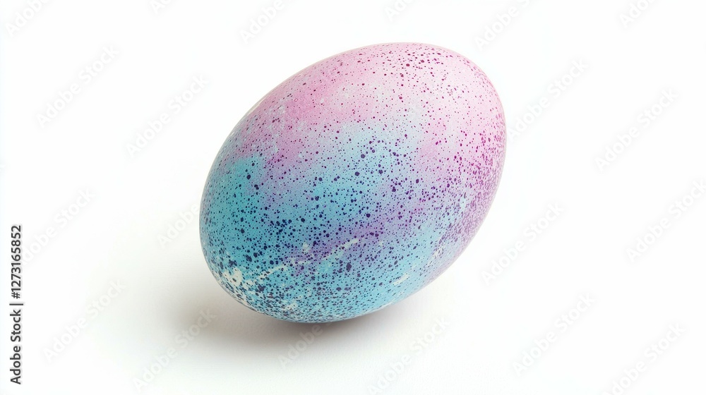 Obraz premium Colorful Speckled Easter Egg on White Background Springtime Still
