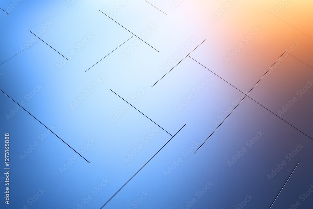 Naklejka premium Abstract Geometric Pattern Soft Blue Orange Gradient Light. AI Generated