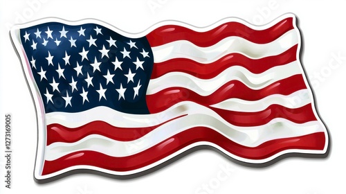 Waving American Flag Patriotic Symbol of the United States of America photo