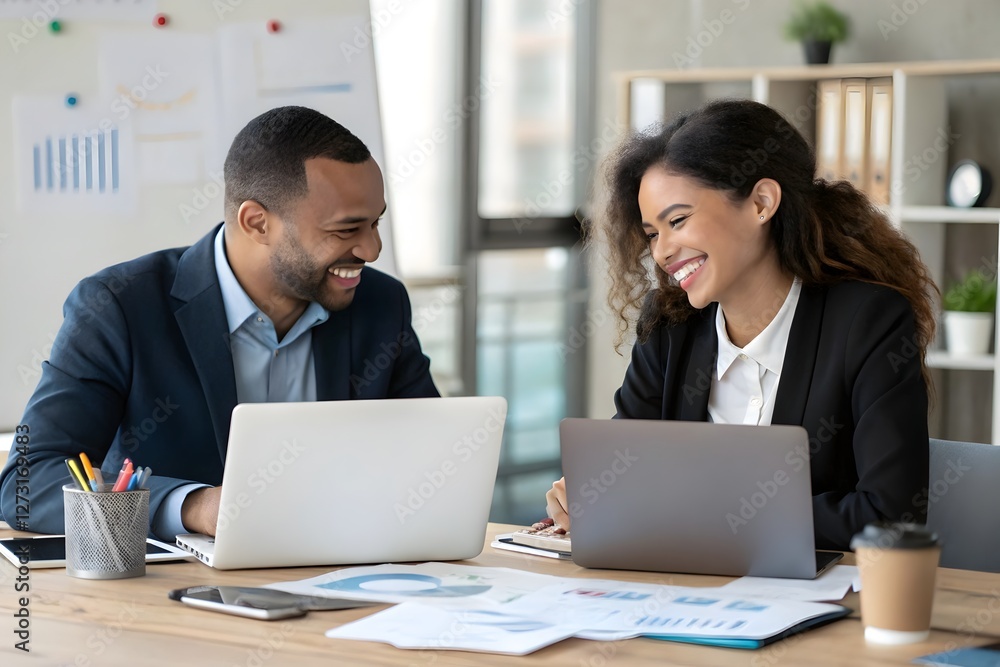 Collaborative Business Leaders: Executives Engaged in Financial Project Discussion at Work Desk