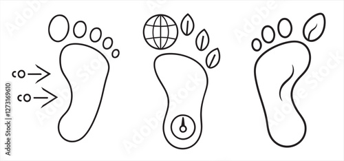 Net Zero Footprints with symbols representing environmental awareness and sustainability.