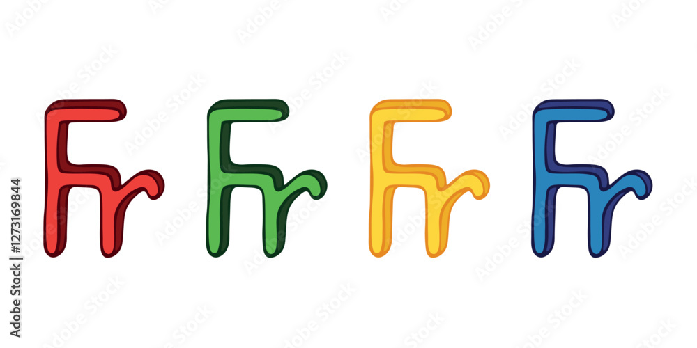 Hand drawn french franc gold currency symbol set Brush stroke doodle Single element for design Hand drawn french franc gold currency symbol set Brush stroke doodle Single element for design