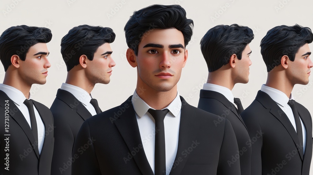 3D cartoon businessman faces of different character with Happy and sad ,angry,bossy,Emoticons with different moods,copy space. 3D cartoon businessman faces of different character with Happy and sad ,angry,bossy,Emoticons with different moods,copy space.