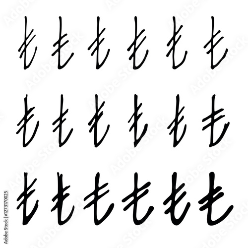 Hand drawn turkish lira set Brush stroke doodle Single element for design