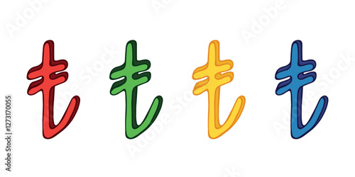Hand drawn turkish lira currency symbol set Brush stroke doodle Single element for design