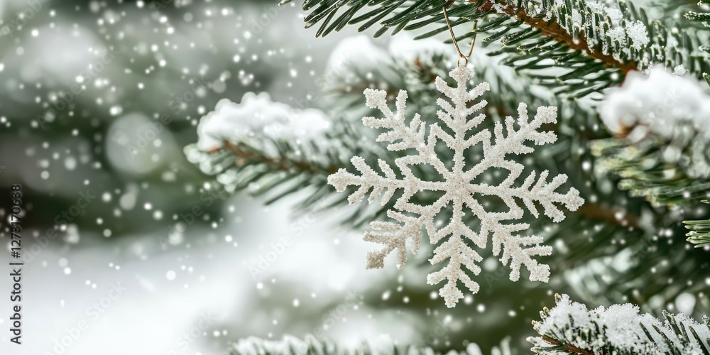 A gentle snowfall with softly blurred snowflakes in a winter scene A gentle snowfall with softly blurred snowflakes in a winter scene