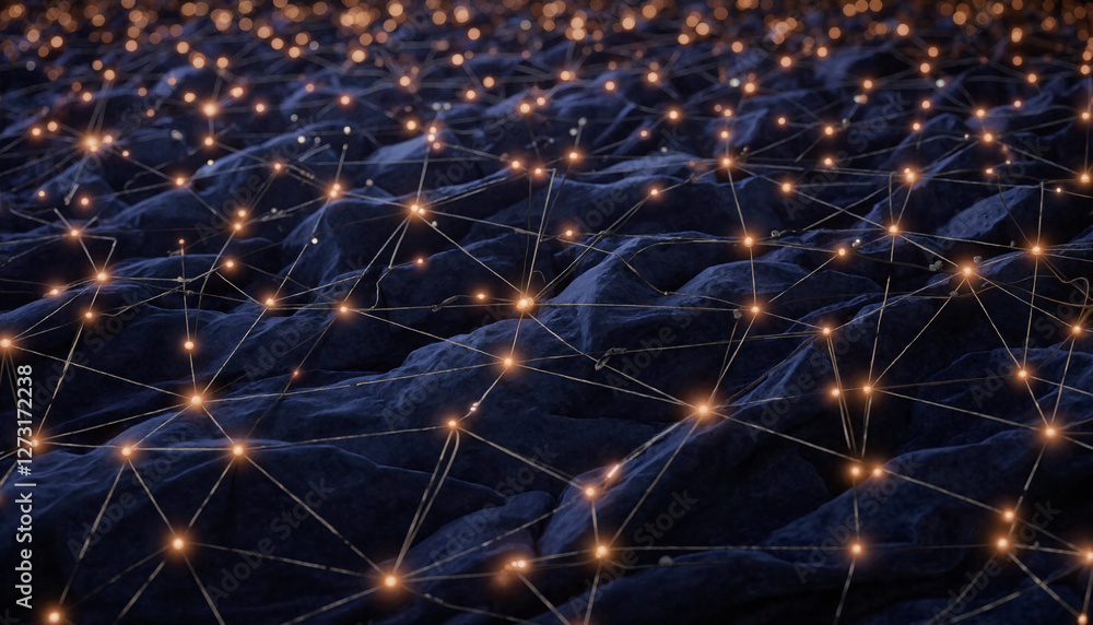 Fototapeta premium Futuristic geometric pattern with glowing connections, technological aesthetic