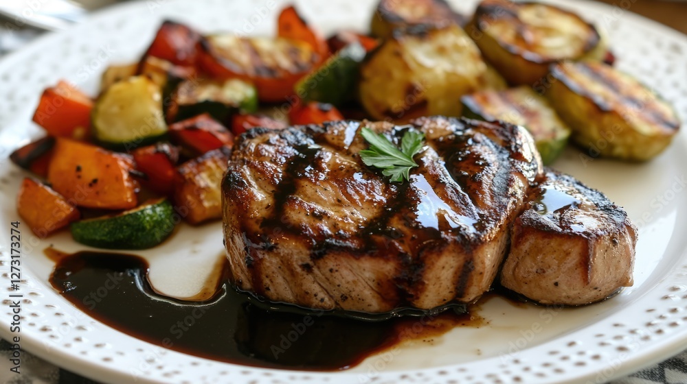 Grilled Steak with Roasted Vegetables and Balsamic Glaze Grilled Steak with Roasted Vegetables and Balsamic Glaze