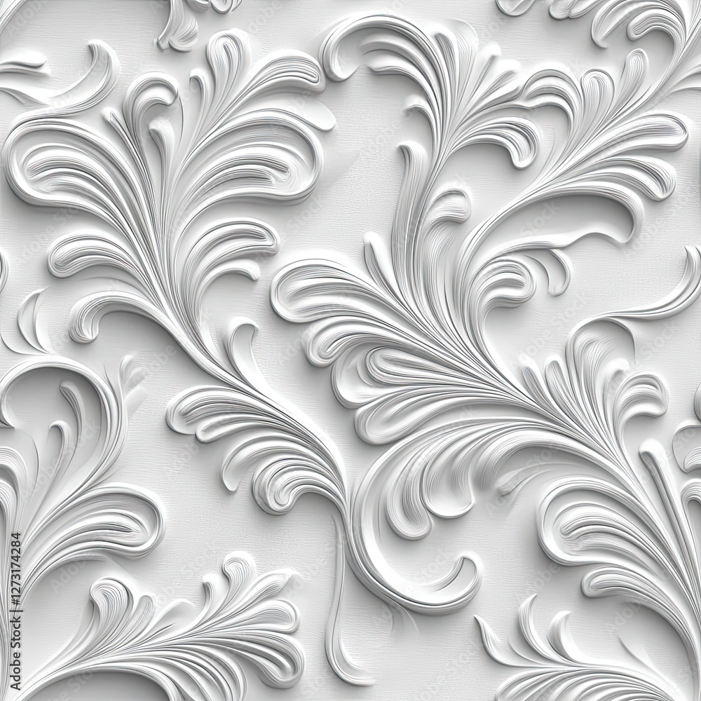 Elegant Stucco Texture with Carved Flowing Floral Seamless Pattern Design for Luxury Branding Elegant Stucco Texture with Carved Flowing Floral Seamless Pattern Design for Luxury Branding