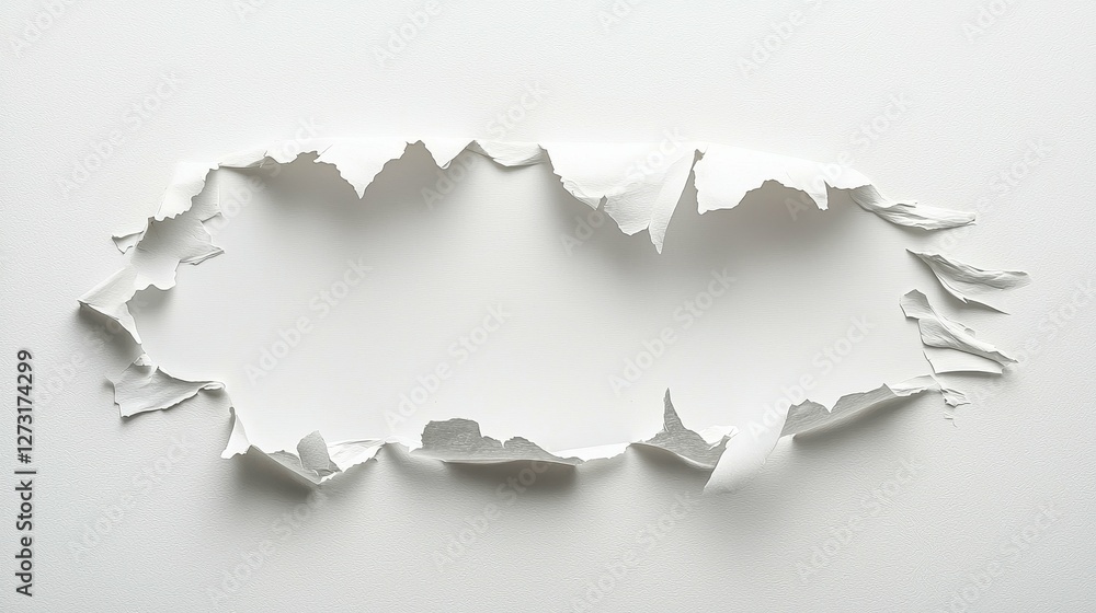 Torn Edges of Paper Reveals a Blank White Center for Mockup Designs Torn Edges of Paper Reveals a Blank White Center for Mockup Designs