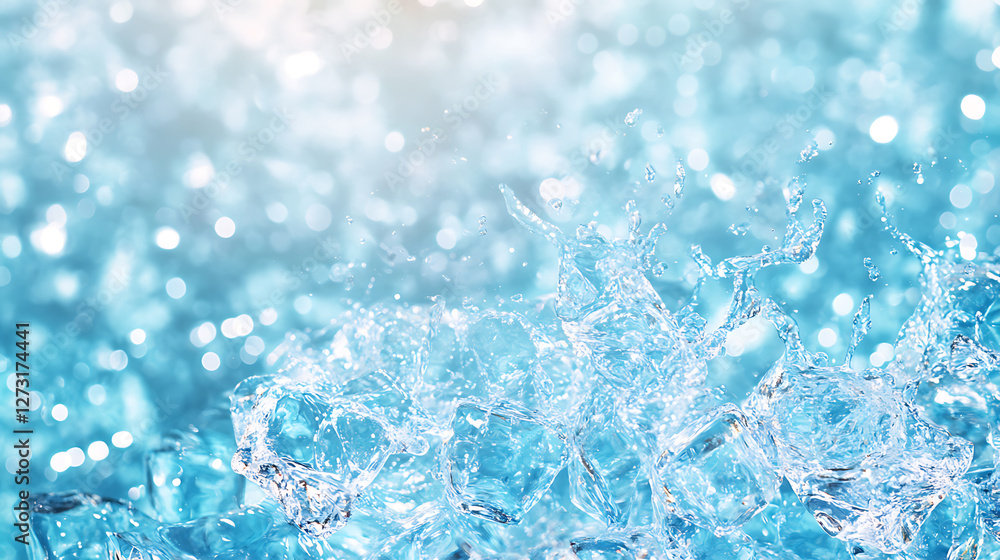 Obraz premium Dynamic water splash, bubbles, ripples, underwater light rays and tranquil ocean views