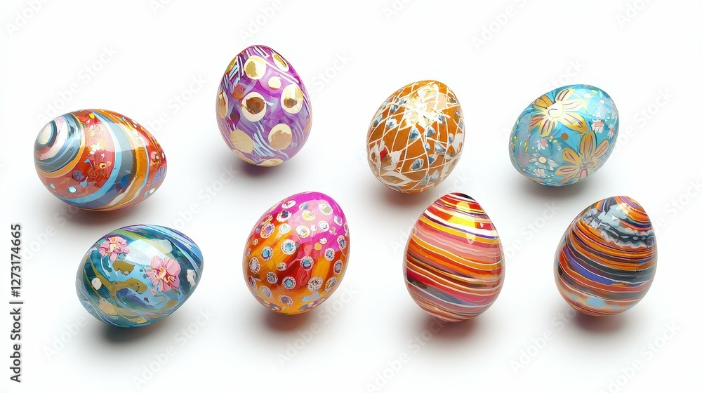 Fototapeta premium Colorful Decorative Easter Eggs Artistic Display Holiday Season Style