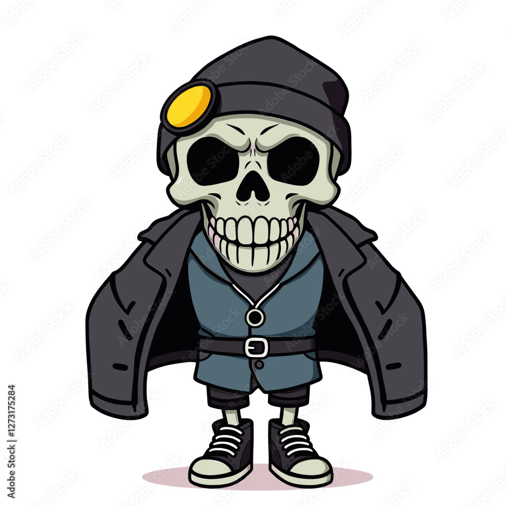 a skull emoji has a yellow circle on its forehead. a skull emoji has a yellow circle on its forehead.