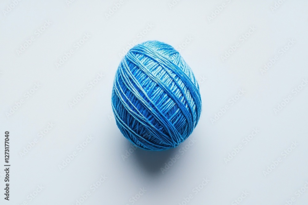 Fototapeta premium Blue Yarn Ball for Knitting Hobby Still Life on a Plain Background