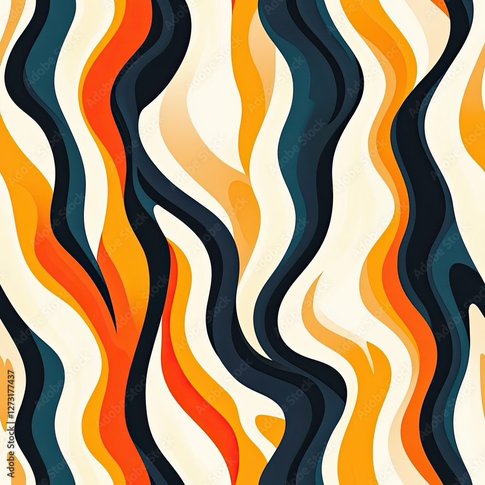 Seamless Pattern Stylized Tiger Stripes with Curved Wave Motion Seamless Pattern Stylized Tiger Stripes with Curved Wave Motion