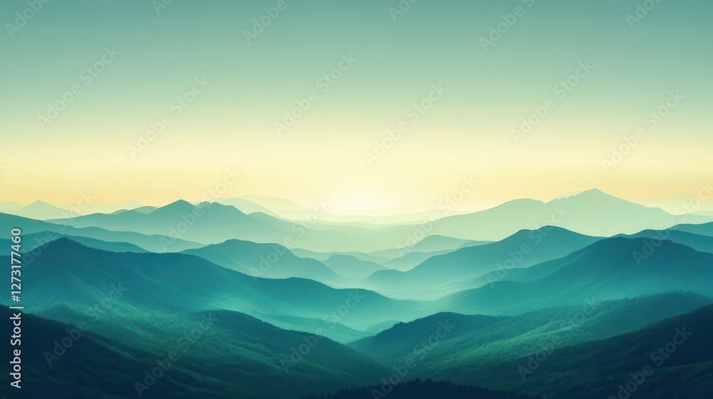 Fototapeta premium Spring blurred background blue green gradient horizon background for design fresh spring light. Gradient. Illustration