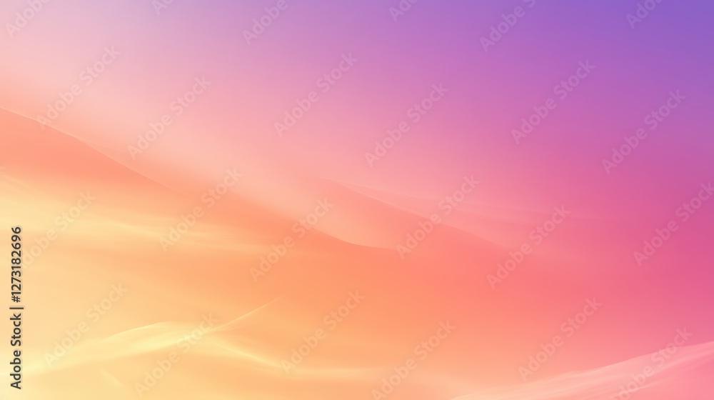 Naklejka premium A soft, blended gradient of pastel shades transitioning from pink to purple, evoking a serene atmosphere, Ideal for use in backgrounds, website designs, or as calming artwork,