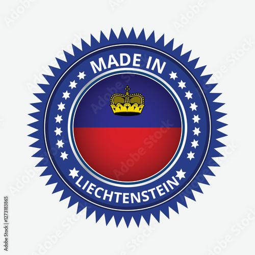 Guarantee and made in Liechtenstein tag icon vector