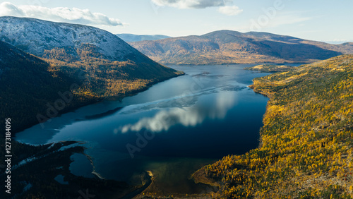Photos North Baikal mountain landscape with lake and mountains