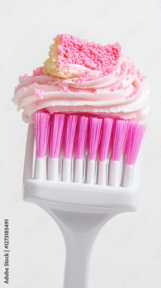 Pink Cupcake on a Pink Brush: A Whimsical Delight Pink Cupcake on a Pink Brush: A Whimsical Delight