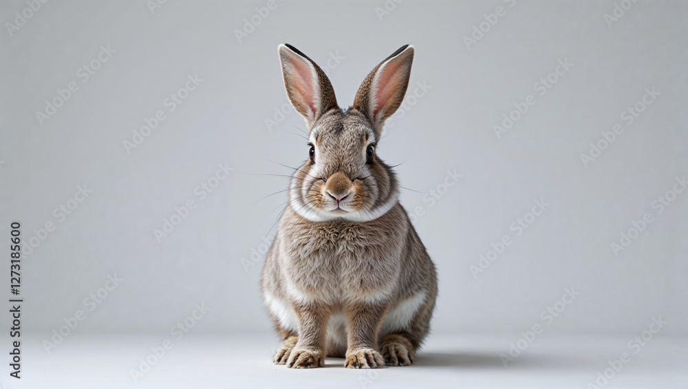 Obraz premium Cute rabbit posing on a seamless background