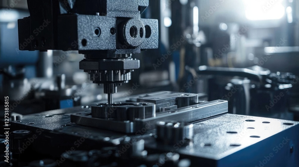 Industrial Metalworking Machine Precision Engineering Closeup Industrial Metalworking Machine Precision Engineering Closeup