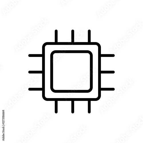 Quantum chip computer outline icon