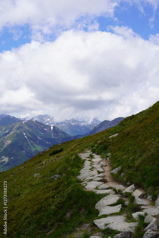 Fototapeta premium Distant mountains fading into the sky