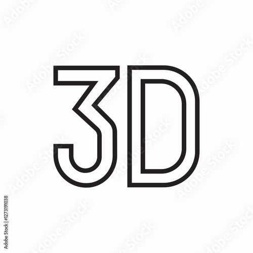 3d format three dimensional icon vector sign
